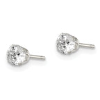 Round CZ Stud Earrings in Sterling Silver, 4mm