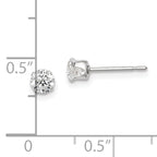 Round CZ Stud Earrings in Sterling Silver, 4mm