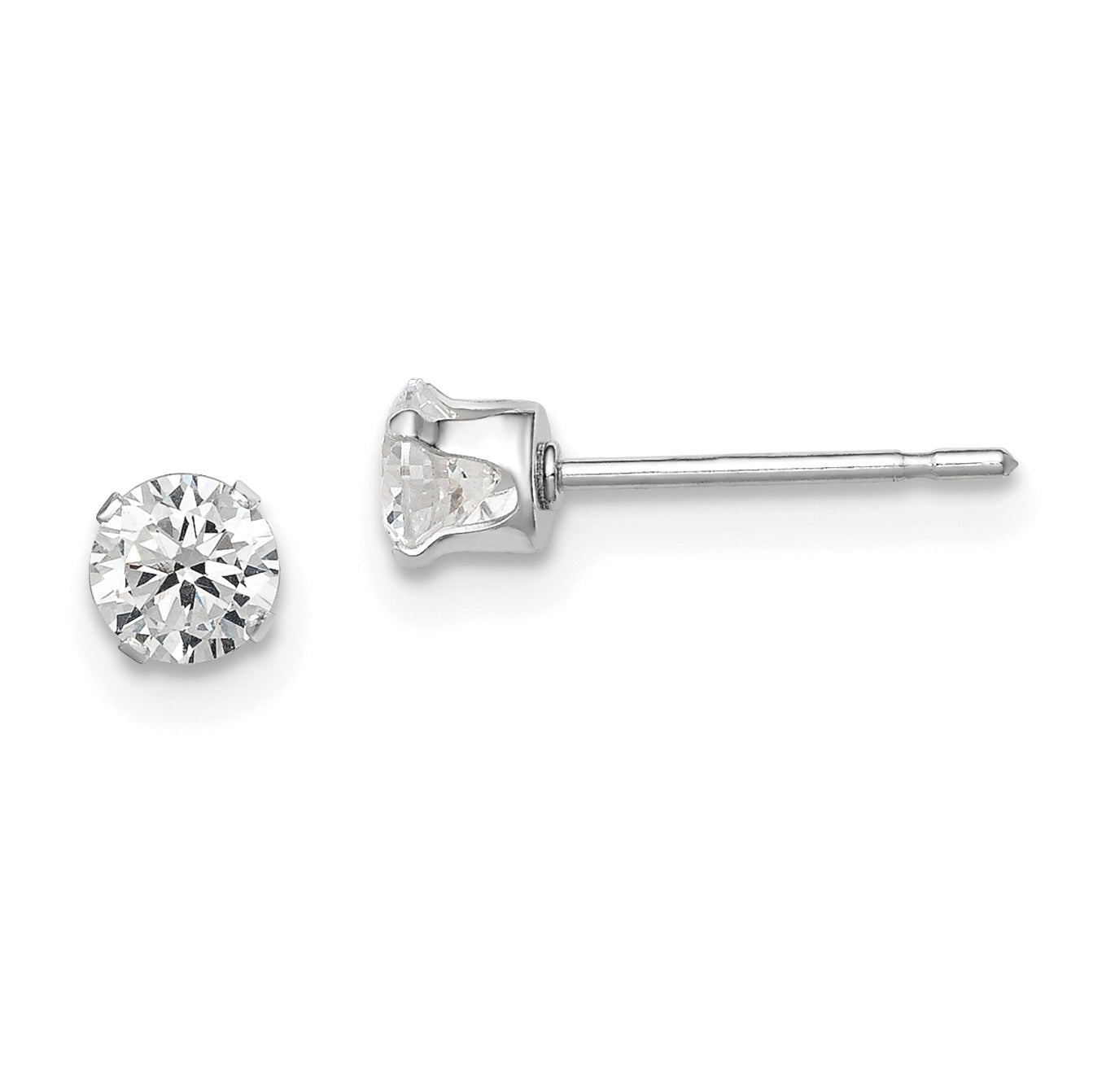 Sterling Silver 4mm Round Snap Set CZ Stud Earrings Main image
