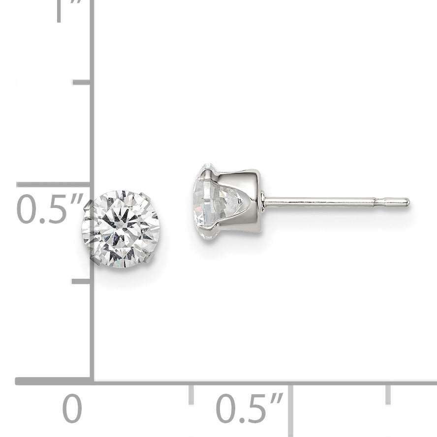 925 Sterling Silver 5mm CZ Stud Earrings with Polished Anti-Tarnish Finish