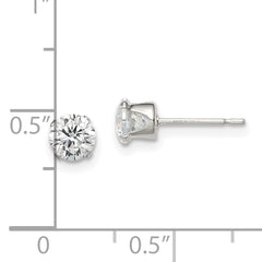 925 Sterling Silver 5mm CZ Stud Earrings with Polished Anti-Tarnish Finish
