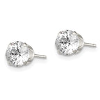 Round CZ Stud Earrings in Sterling Silver, 6mm