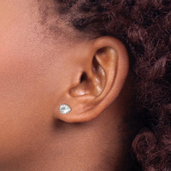 Sophia Jewelers Sterling Silver 6mm CZ Stud Earrings with Polished Anti-Tarnish Finish