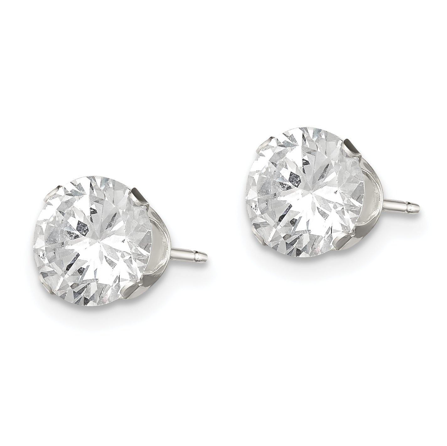 Sterling Silver 7mm CZ Stud Earrings with Polished Anti-Tarnish Finish Secondary image