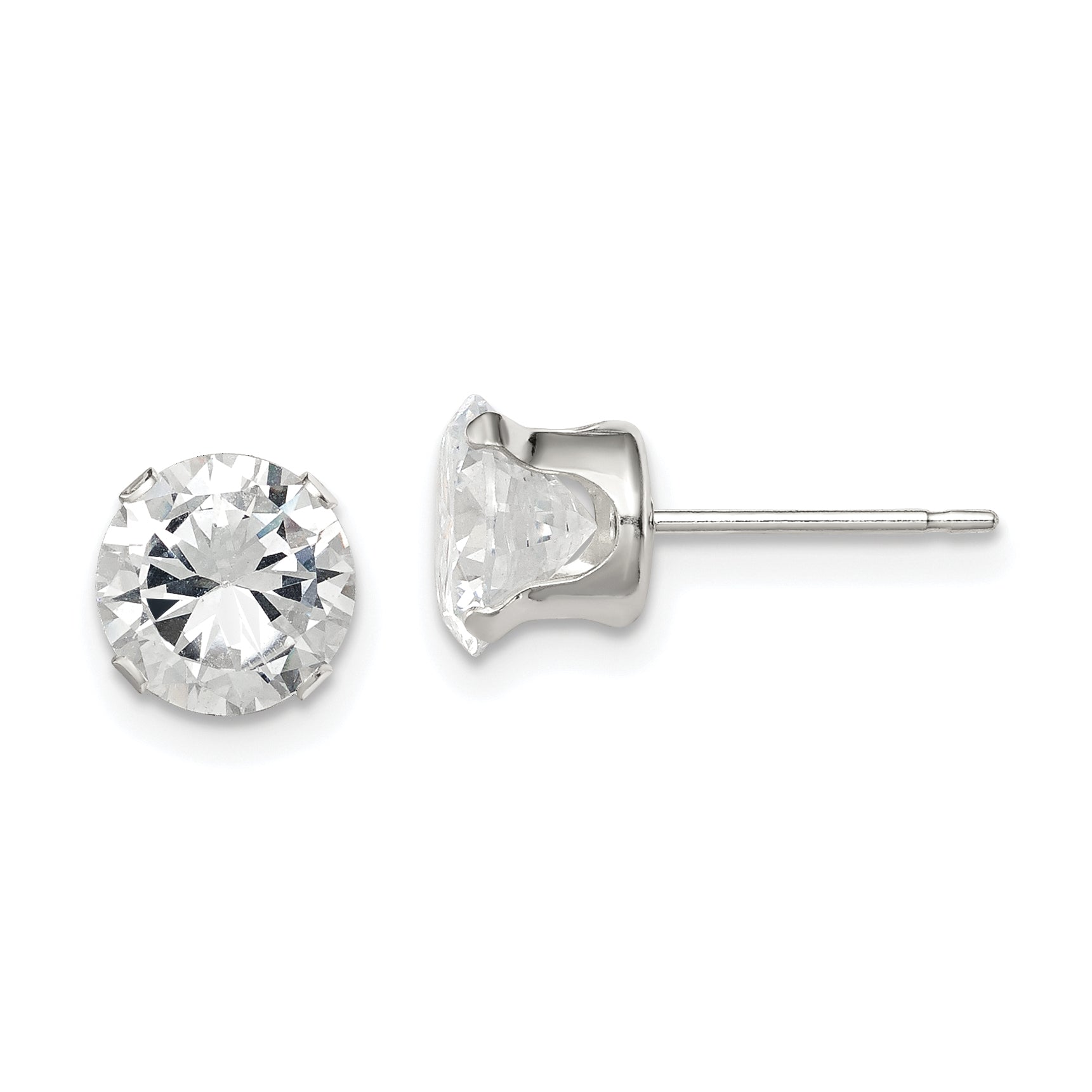 Sterling Silver 7mm Round Snap Set CZ Stud Earrings Main image