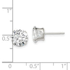 Sterling Silver 8mm CZ Stud Earrings with Polished Anti-Tarnish Finish