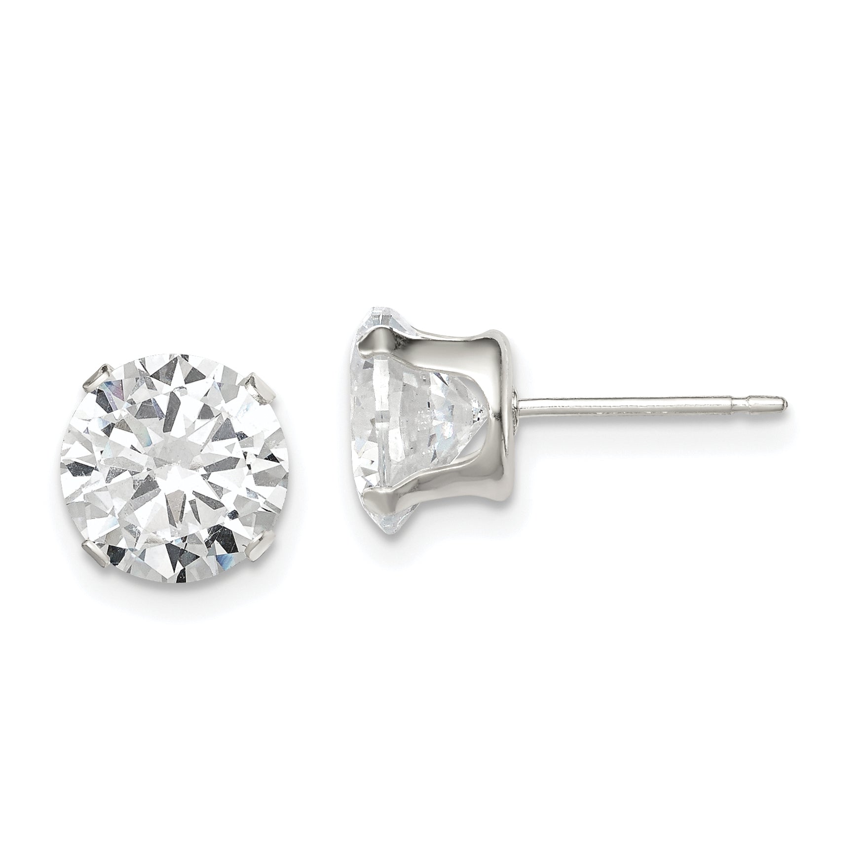 Sterling Silver 8mm Round Snap Set CZ Stud Earrings Main image