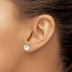 Sophia Jewelers 925 Sterling Silver 9mm CZ Stud Earrings with Polished Anti-Tarnish Finish