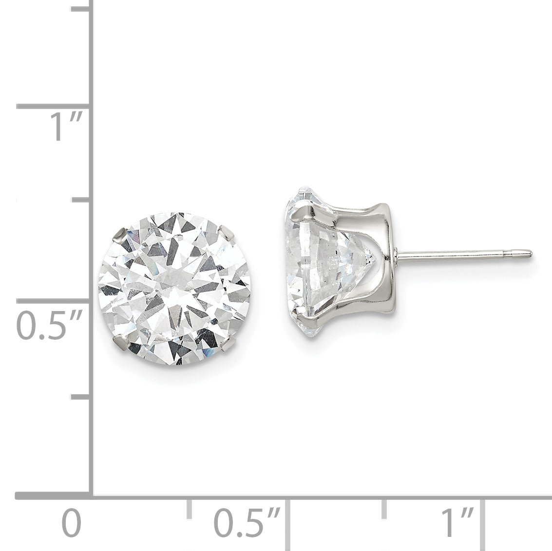 Sophia Jewelers 925 Sterling Silver CZ Stud Earrings with Polished Anti-Tarnish Finish