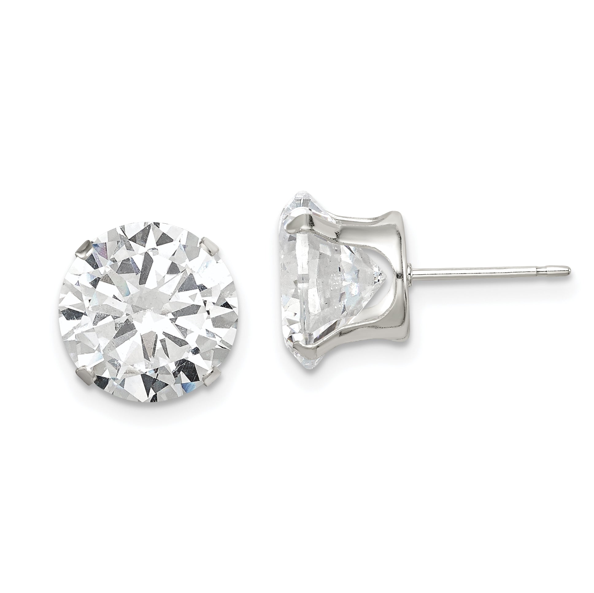 Sterling Silver 10mm Round Snap Set CZ Stud Earrings Main image