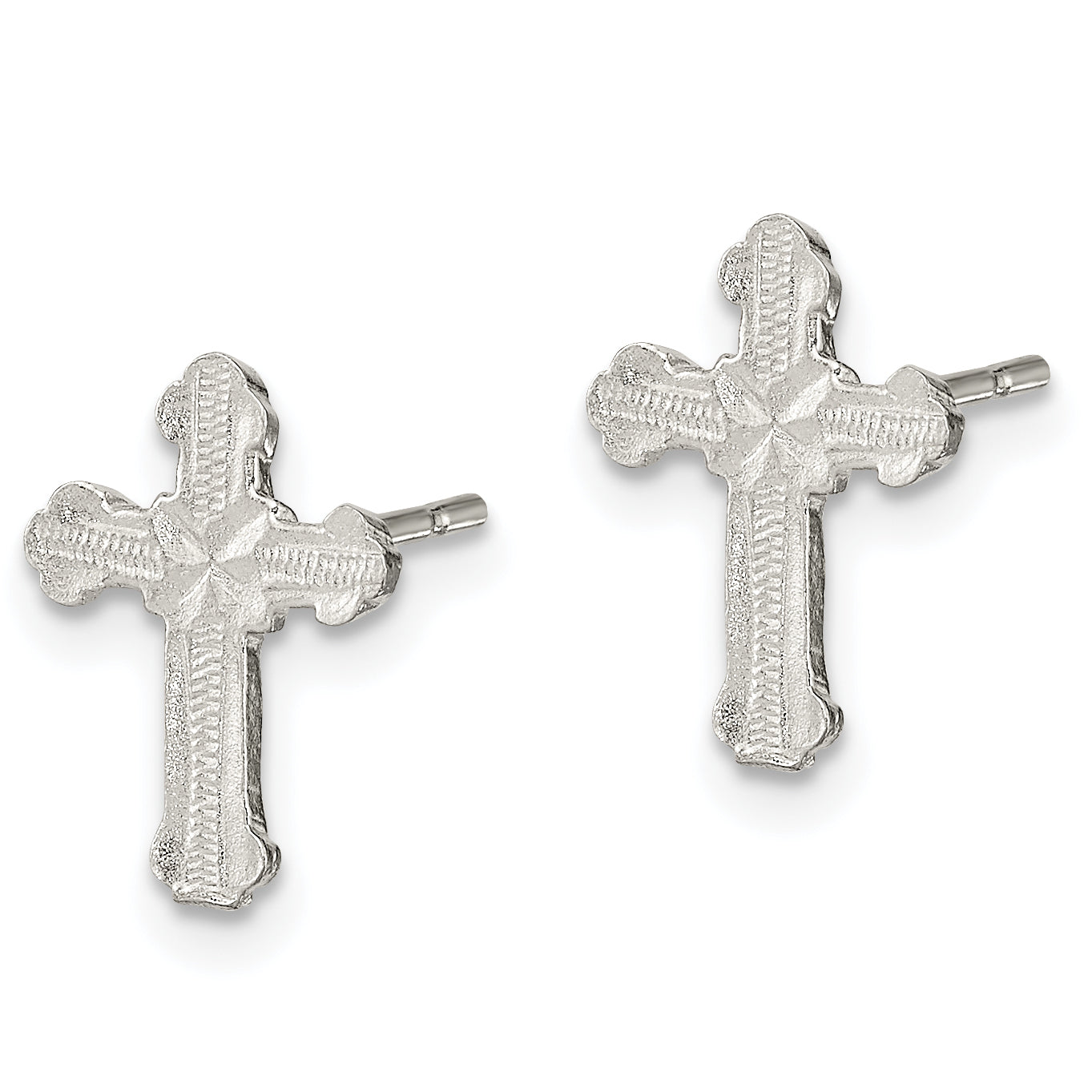 Sterling Silver 'X' Cross Earrings with Polished Textured Finish, Anti-Tarnish Secondary image