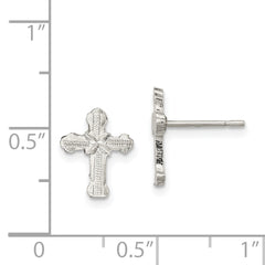 Sterling Silver Polished & Textured 'X' Cross Post Earrings