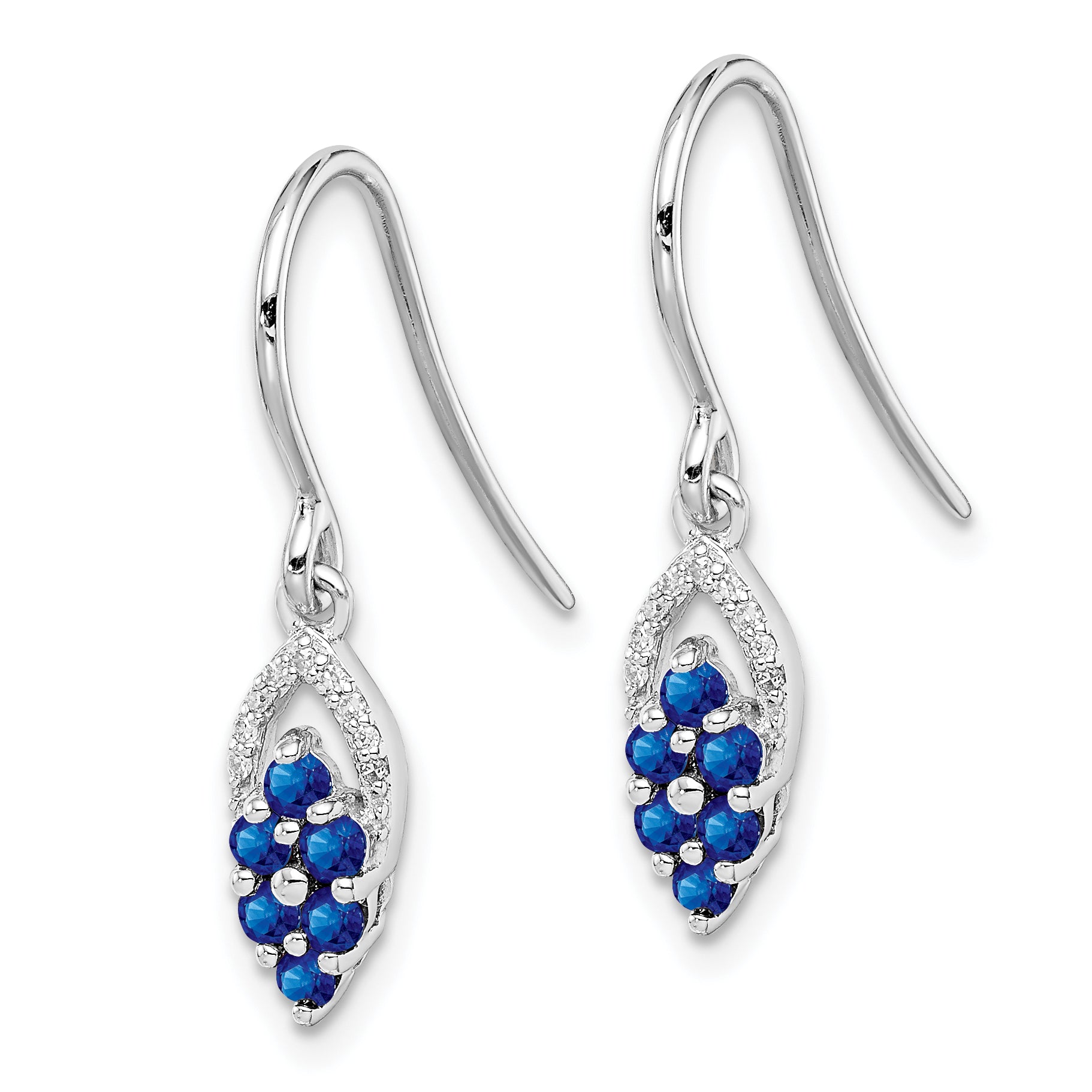 Sophia Jewelers Sterling Silver Diamond & Sapphire Drop Earrings Polished, September Birthstone Secondary image