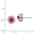 Sophia Jewelers Sterling Silver 925 Diamond & Ruby Rhodium-Plated Circle Earrings