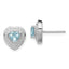 Sterling Silver Rhodium-plated Aquamarine Teardrop Heart Post Earrings