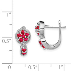 Sophia Jewelers Sterling Silver Ruby Hoop Earrings with Rhodium-Plated Finish
