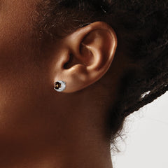 Sterling Silver Rhodium-plated Diamond and Smoky Quartz Earrings
