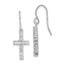 Sterling Silver Rhodium-plated Polished CZ Latin Cross Dangle Earrings