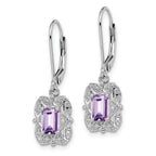 Sterling Silver Rhodium-Plated Drop Earrings with Pink Quartz and Diamonds