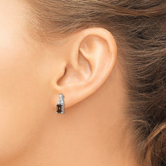 Sterling Silver Rhodium-Plated Smoky Quartz & Diamond Drop Earrings Elegant Birthstone Style