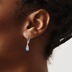 Sterling Silver Rhodium-Plated Blue Topaz and Diamond Drop Earrings  Elegant Women's Birthstone Style
