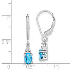 Sterling Silver Rhodium-Plated Blue Topaz and Diamond Drop Earrings  Elegant Women's Birthstone Style