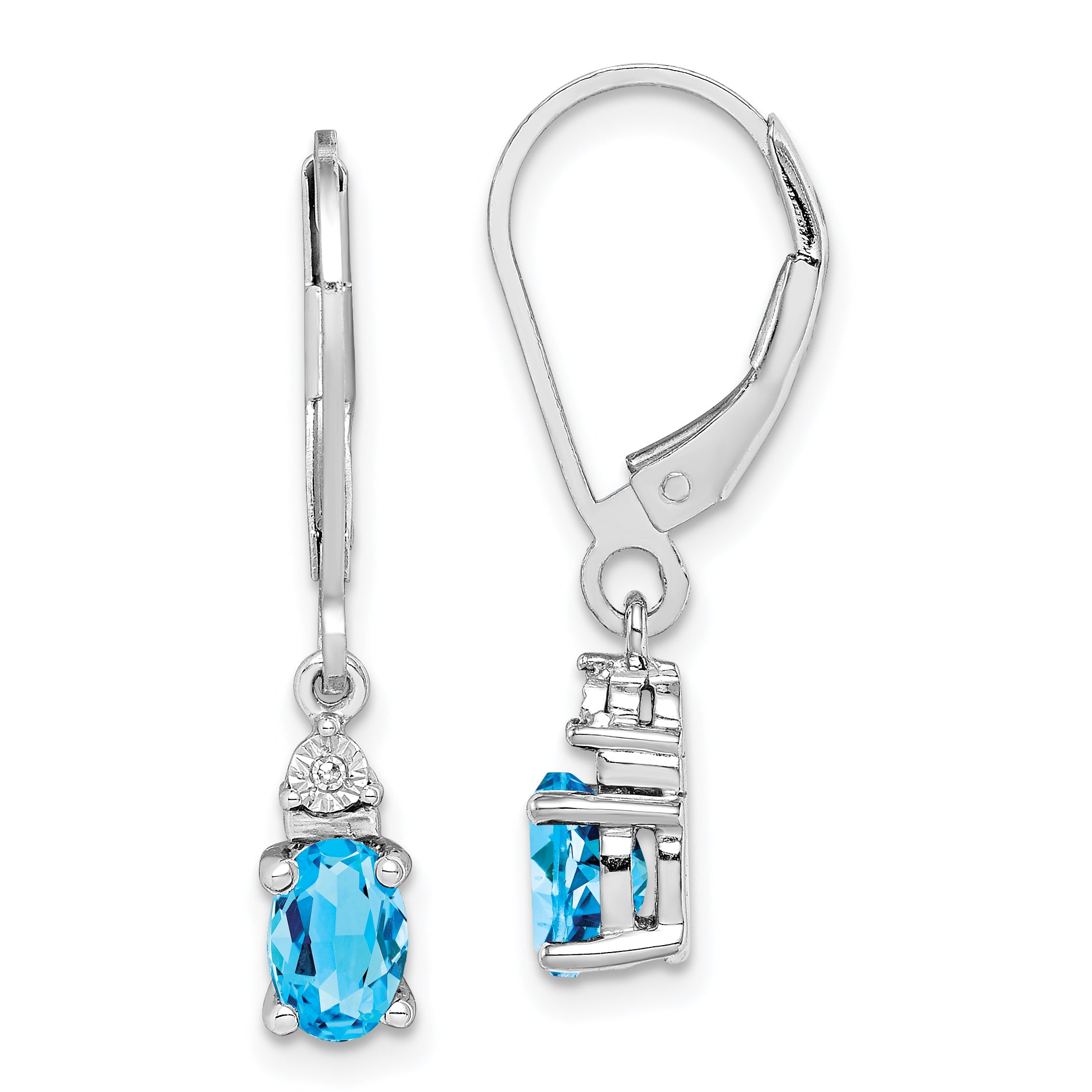 Sterling Silver Rhodium-plated Diamond and Blue Topaz Earrings Main image