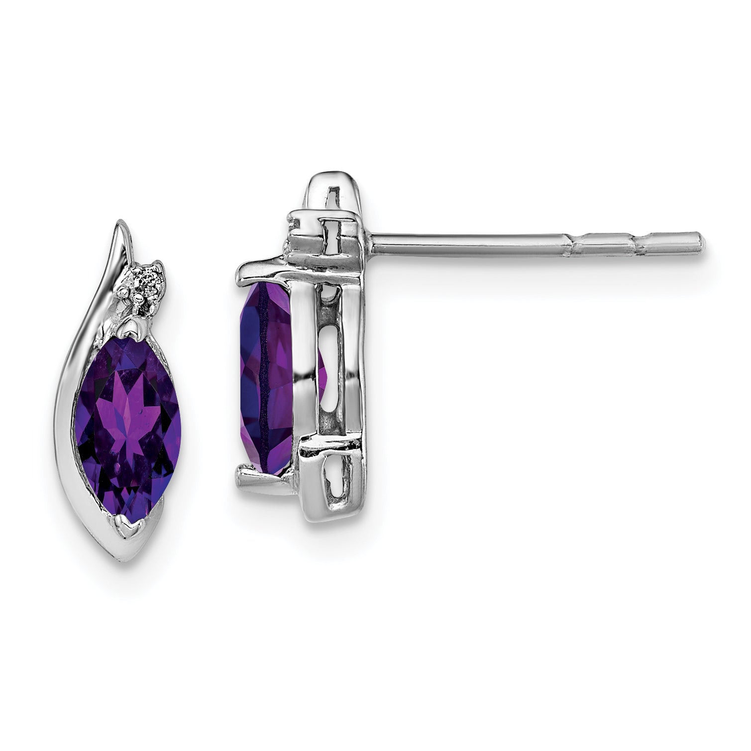 Sterling Silver Rhodium-plated Diamond and Amethyst Earrings Main image