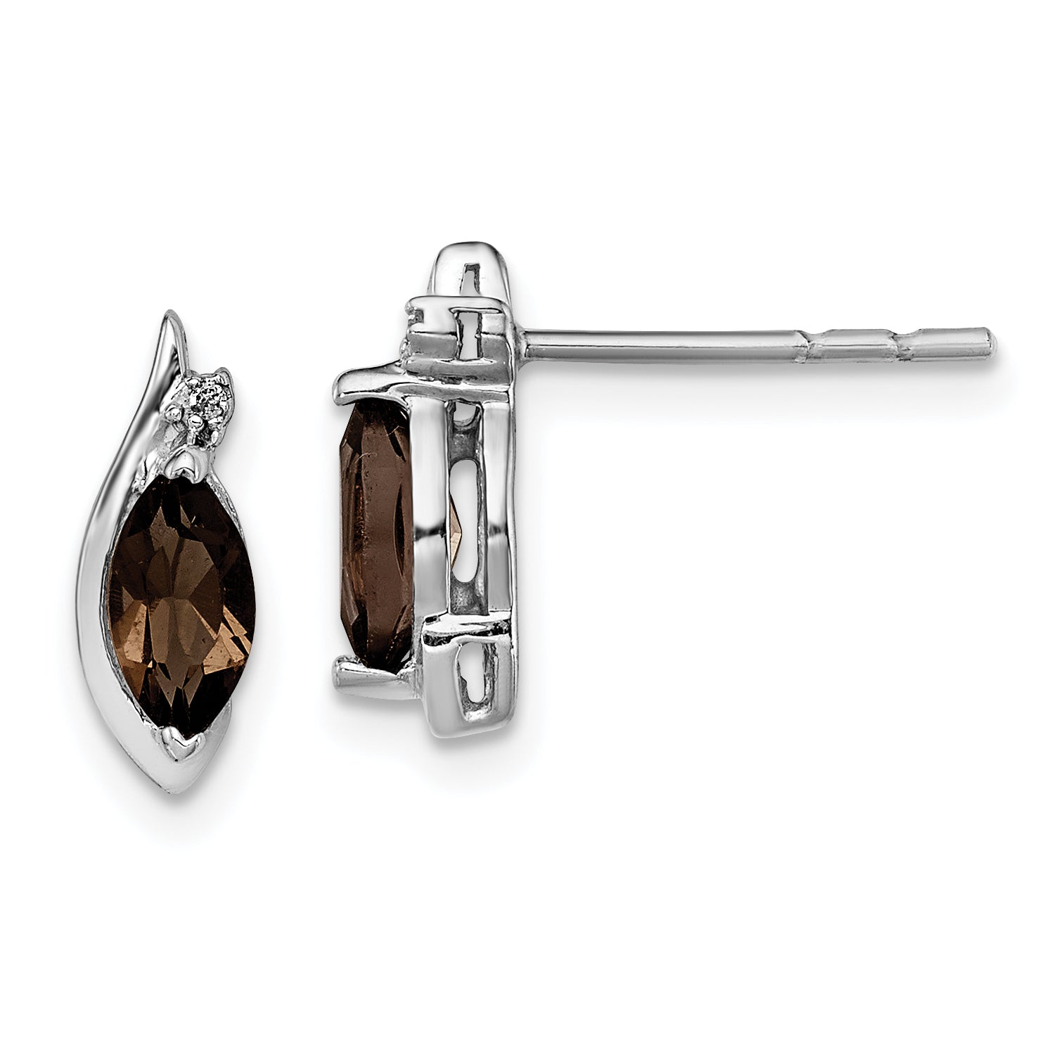 Sterling Silver Rhodium-plated Diamond and Smoky Quartz Earrings Main image