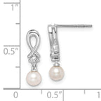 Sophia Jewelers Sterling Silver Cultured Pearl Diamond Drop Earrings  Elegant Rhodium-Plated Finish