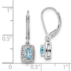 Sterling Silver Rhodium-Plated Blue Topaz and Diamond Drop Earrings  Elegant Leverback Design