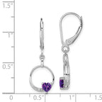 Sophia Jewelers Sterling Silver Amethyst & Diamond Drop Earrings  Polished Rhodium-Plated, Heart Design