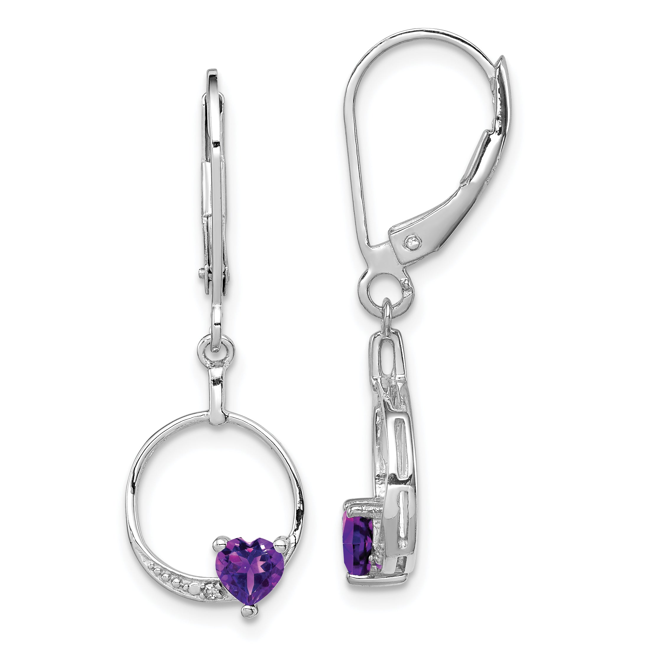 Sterling Silver Rhodium-plated Amethyst and Diamond Earrings Main image