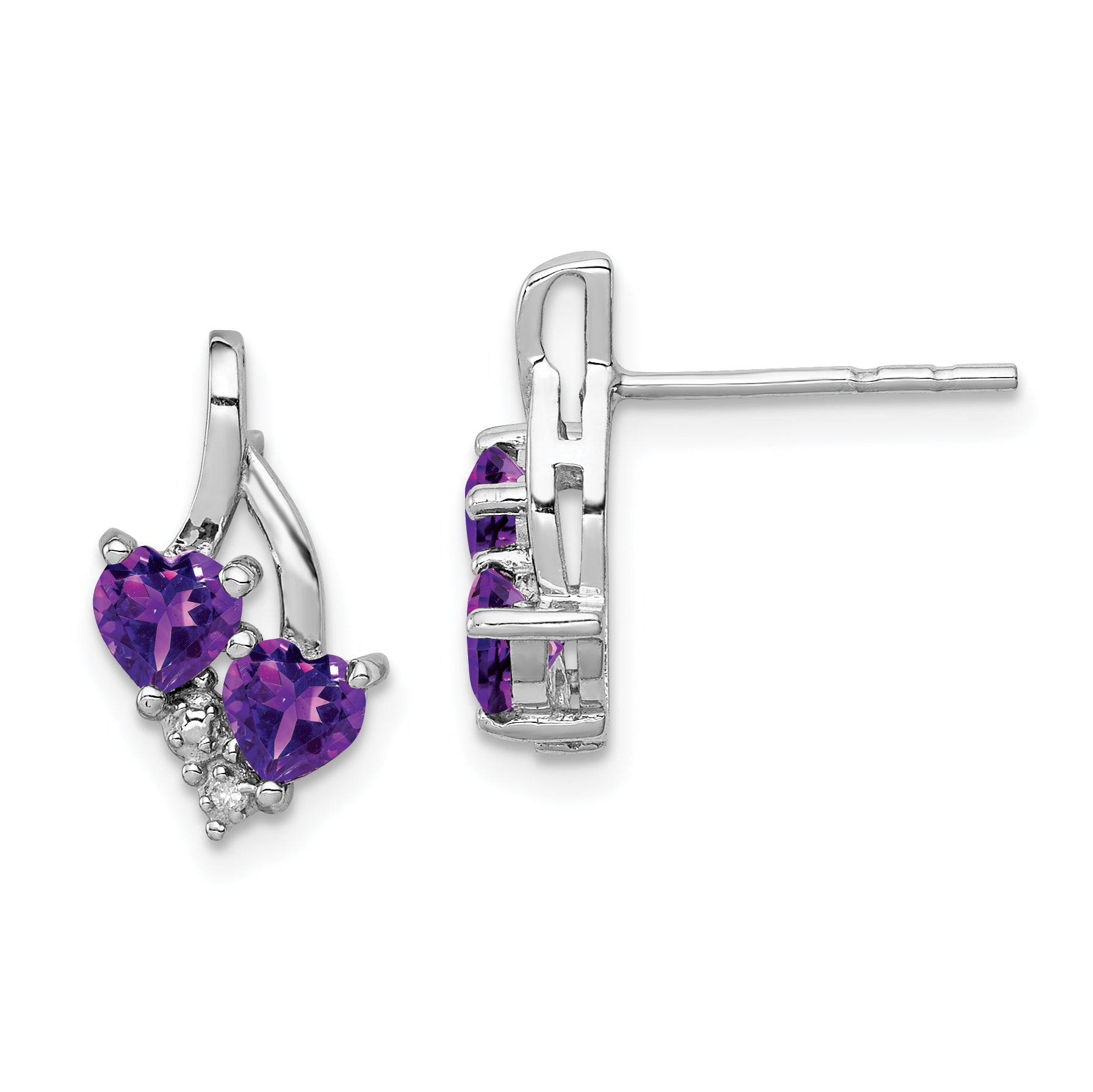 Sterling Silver Rhodium-plated Amethyst and Diamond Earrings Main image