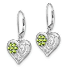 Sophia Jewelers Sterling Silver Peridot & Diamond Rhodium-Plated Drop Earrings