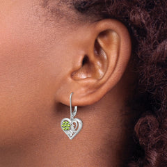 Sophia Jewelers Sterling Silver Peridot & Diamond Rhodium-Plated Drop Earrings