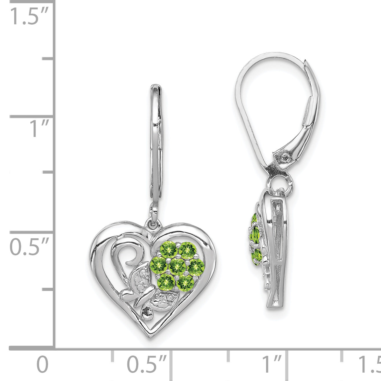 Sophia Jewelers Sterling Silver Peridot & Diamond Rhodium-Plated Drop Earrings