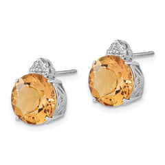 Sterling Silver Citrine and White Topaz Earrings with Natural Stones