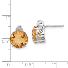 Sterling Silver Citrine and White Topaz Earrings with Natural Stones