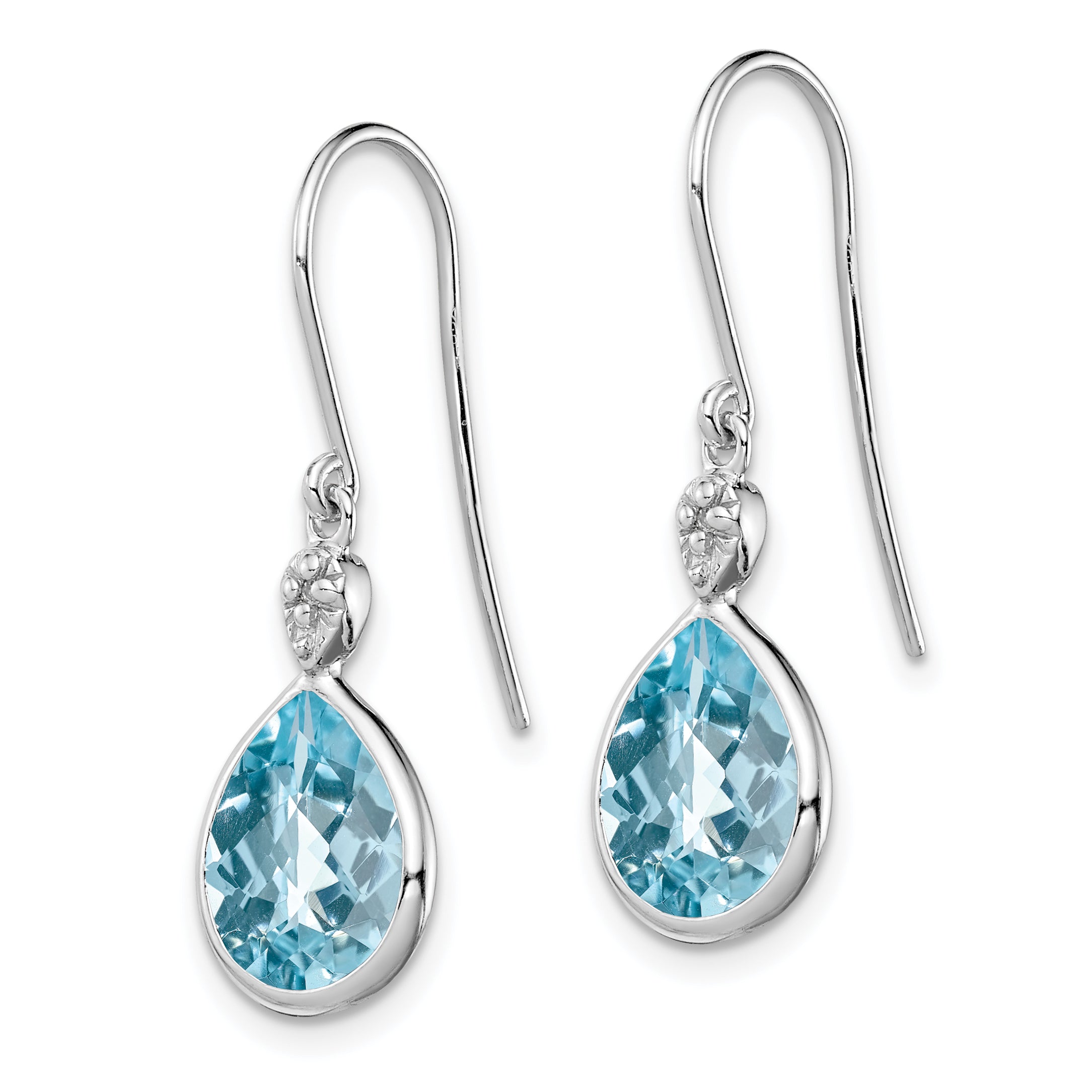Sophia Jewelers Sterling Silver Blue Topaz and Diamond Drop Earrings with Rhodium Finish Secondary image