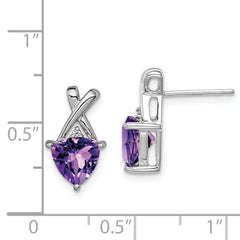 Sterling Silver 925 Amethyst & White Topaz Dangle Earrings Rhodium Plated