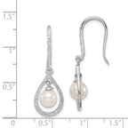 Sterling Silver Rhodium-Plated Diamond Pearl Dangle Earrings  Elegant Birthstone Design