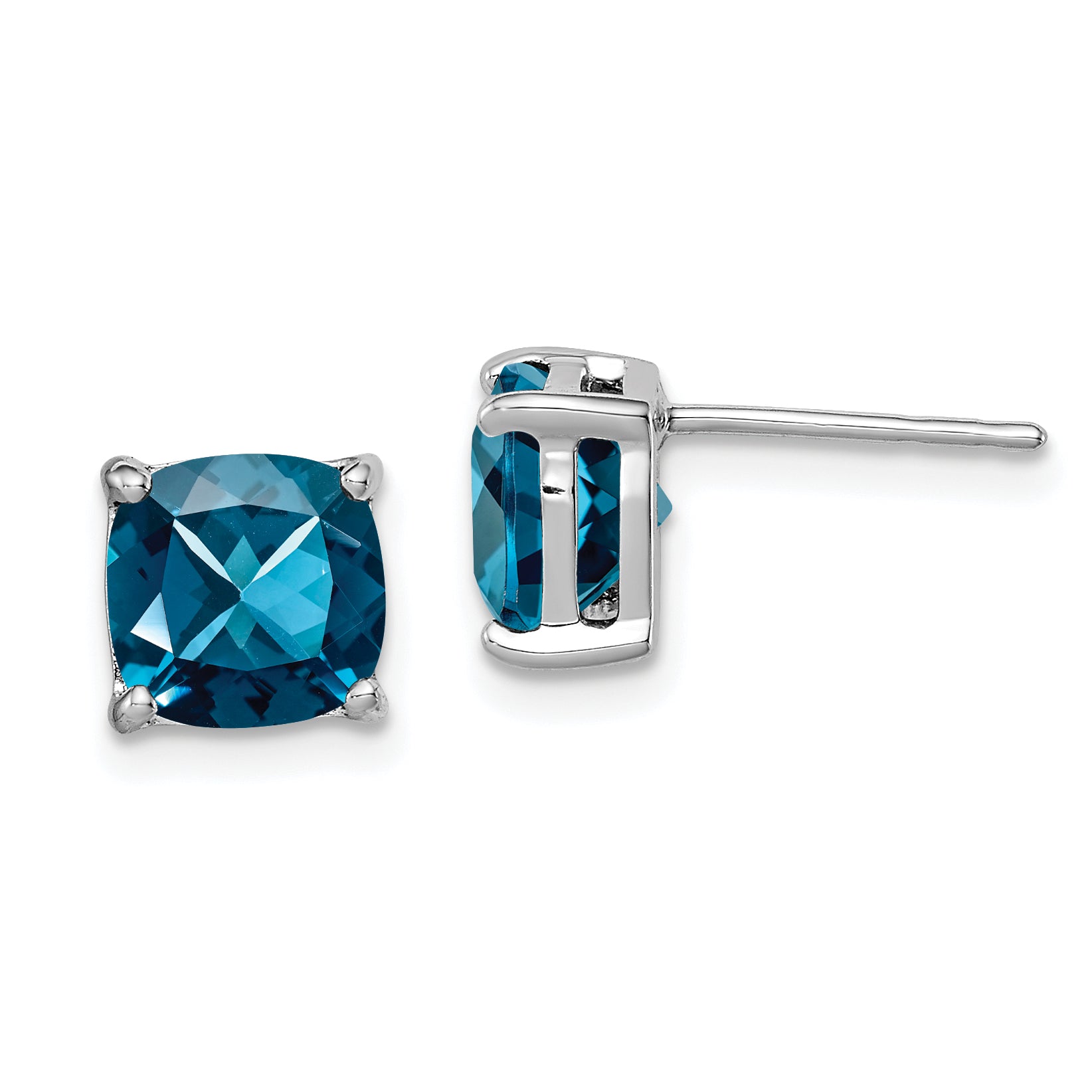 Sterling Silver Rhodium Plated London Blue Topaz Post Earrings Main image