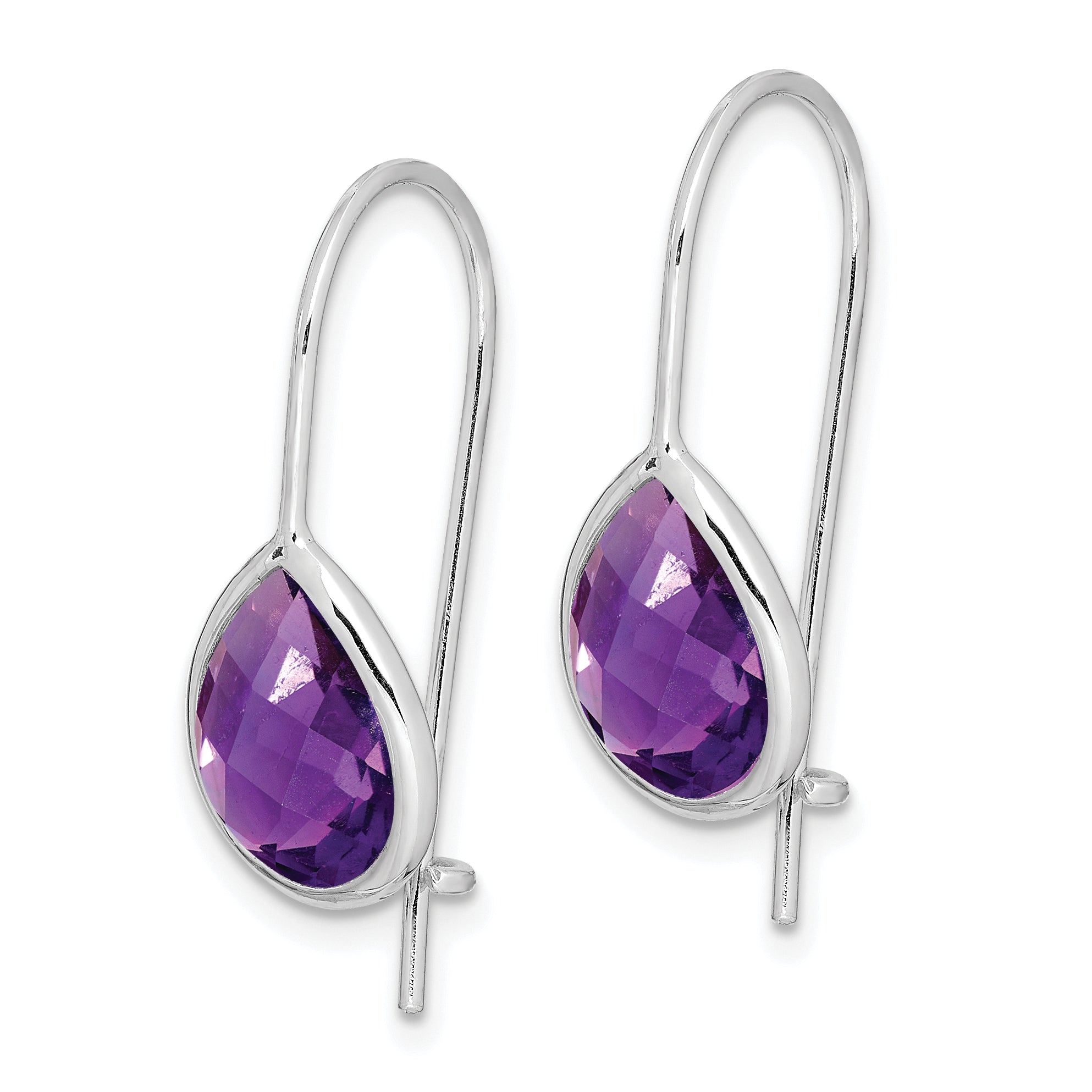 Sterling Silver Rhodium Plated Amethyst Teardrop Dangle Earrings for Women