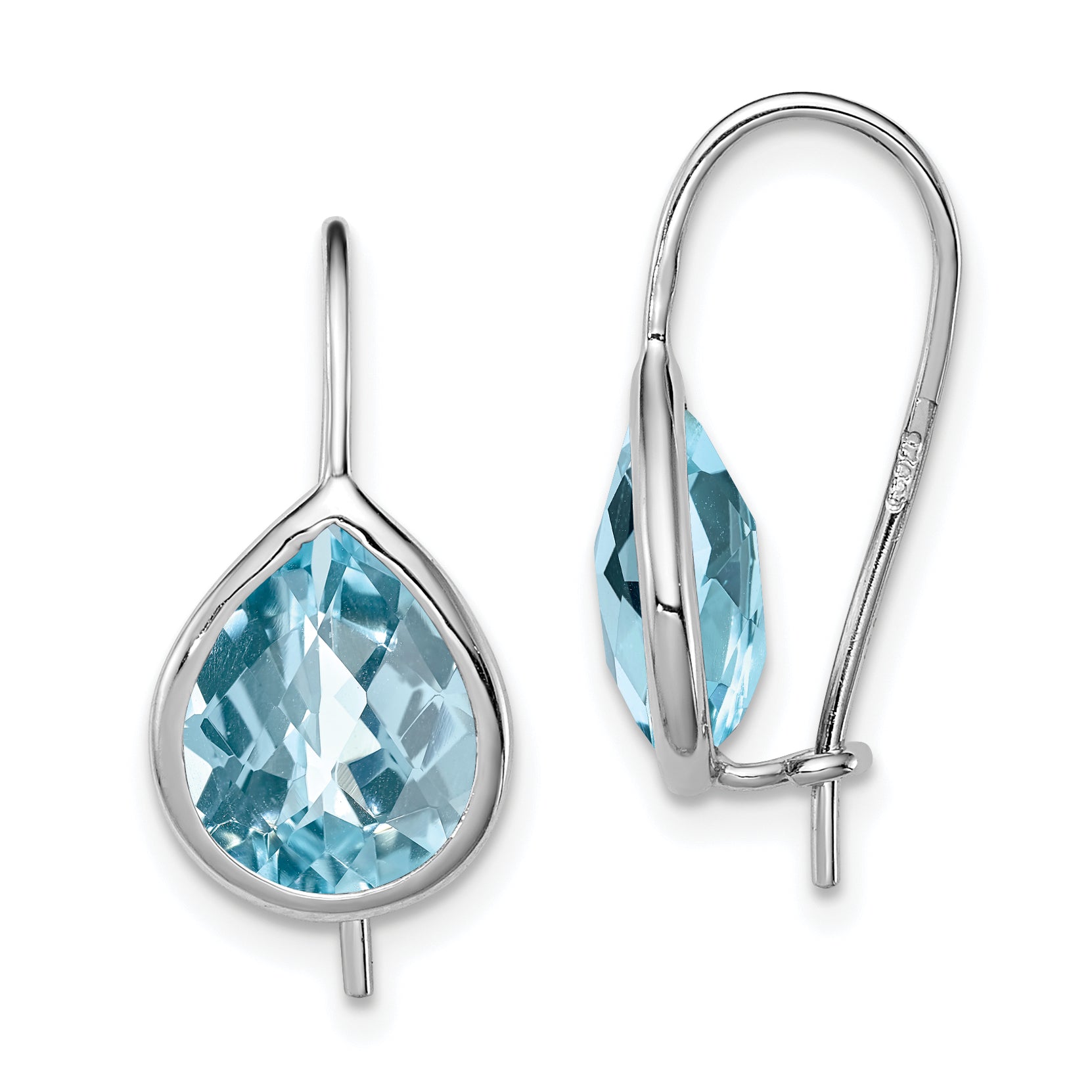 Sterling Silver Rhodium Plated Blue Topaz Teardrop Earrings