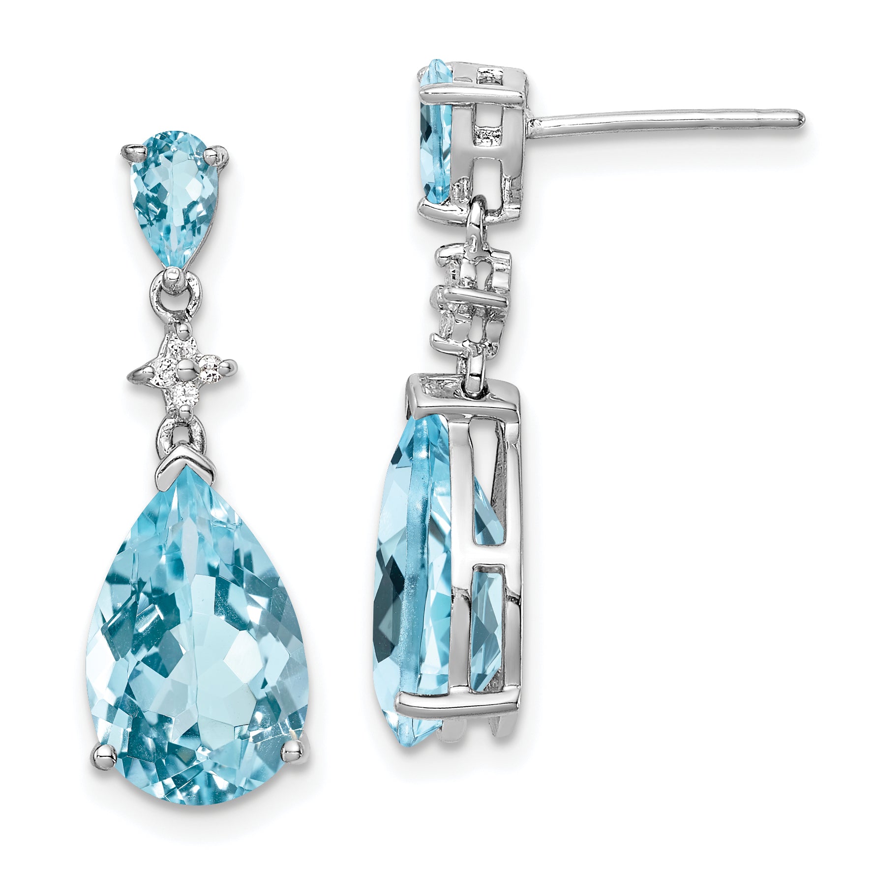 Sterling Silver Rhodium Plated Blue and White Topaz Earrings Main image