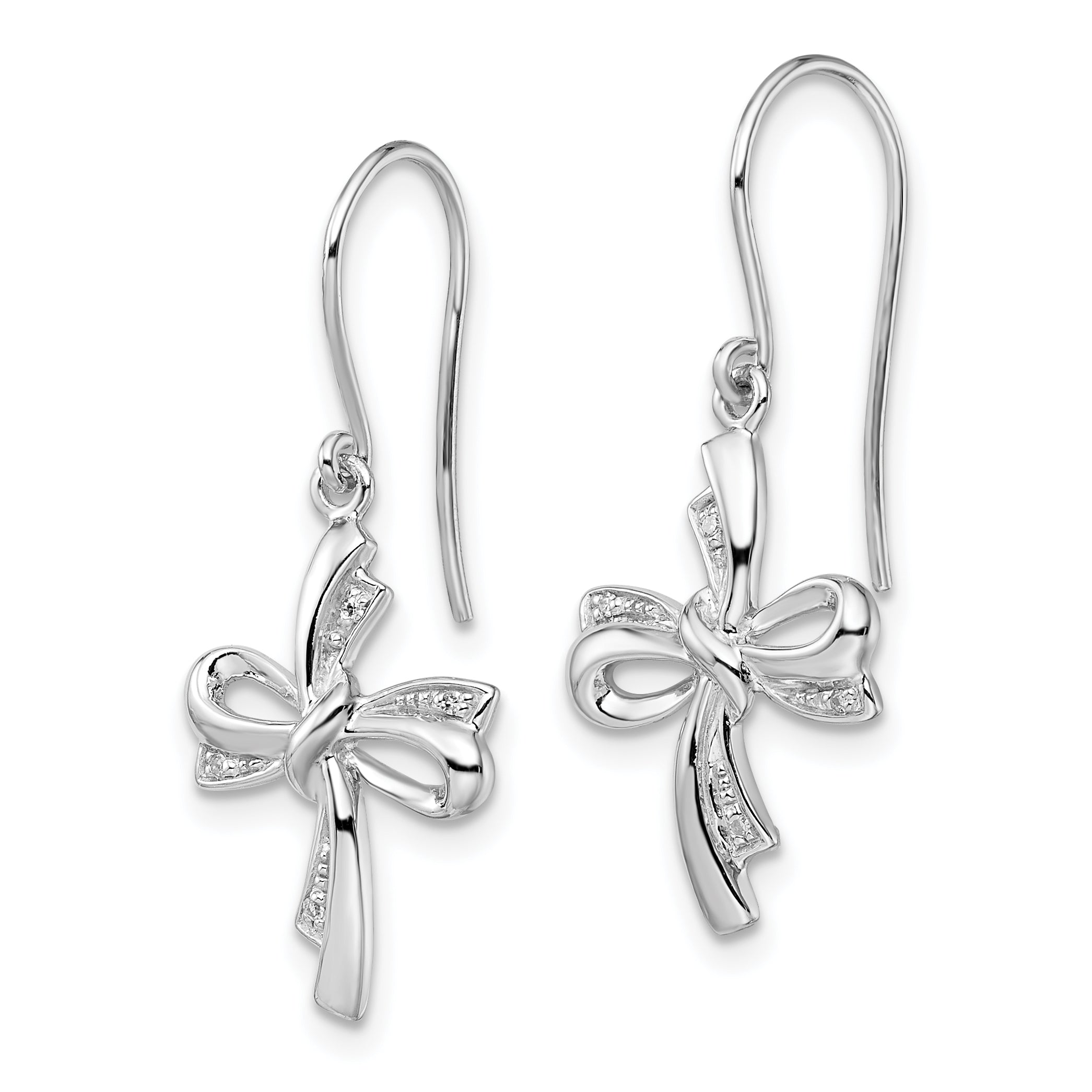 Sterling Silver Diamond Cross Dangle Earrings with Rhodium Finish Elegant & Polished Secondary image
