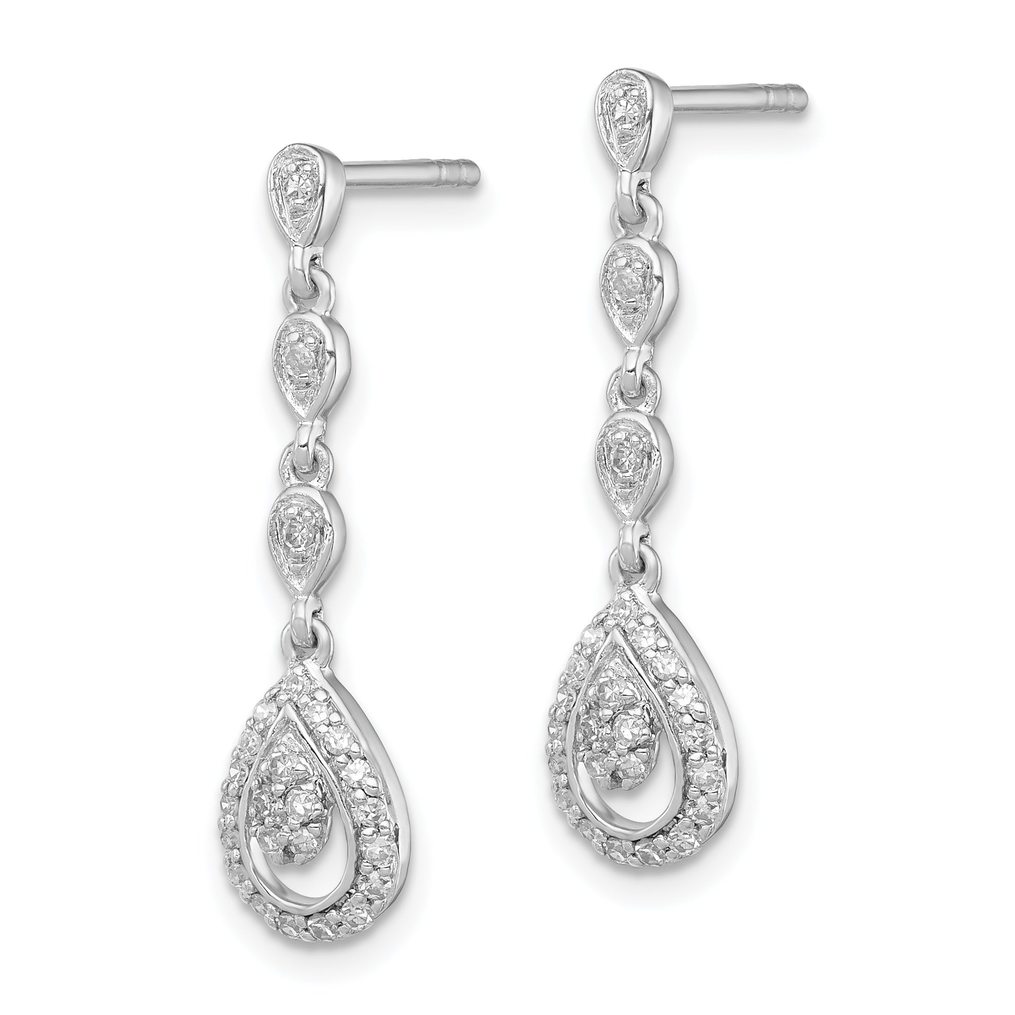 Sophia Jewelers Sterling Silver Diamond Teardrop Dangle Earrings with Rhodium Plating Secondary image