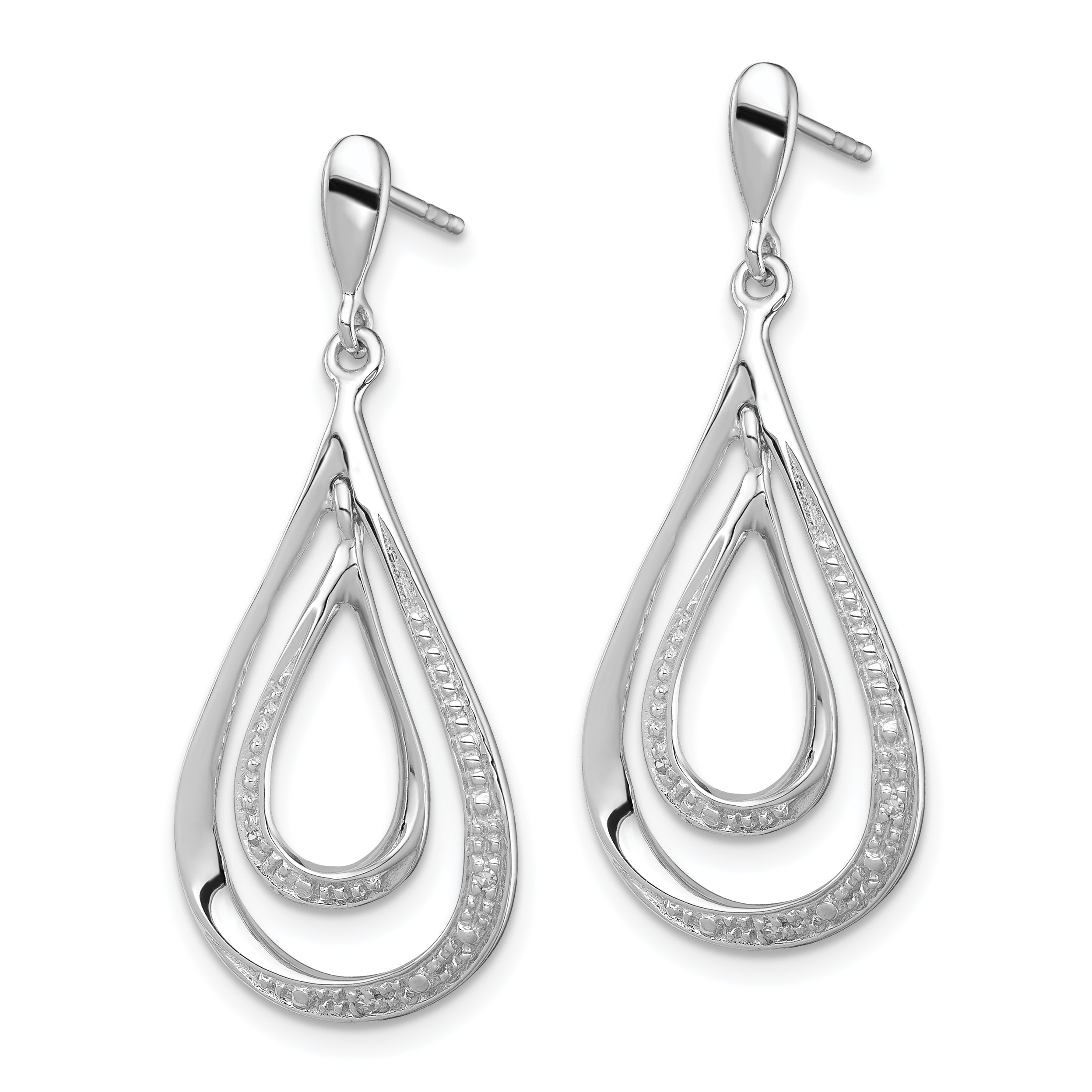 Sophia Jewelers Sterling Silver Diamond Dangle Earrings with Rhodium Finish Secondary image