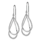 Sterling Silver Diamond Dangle Earrings with Rhodium Plating and French Wire